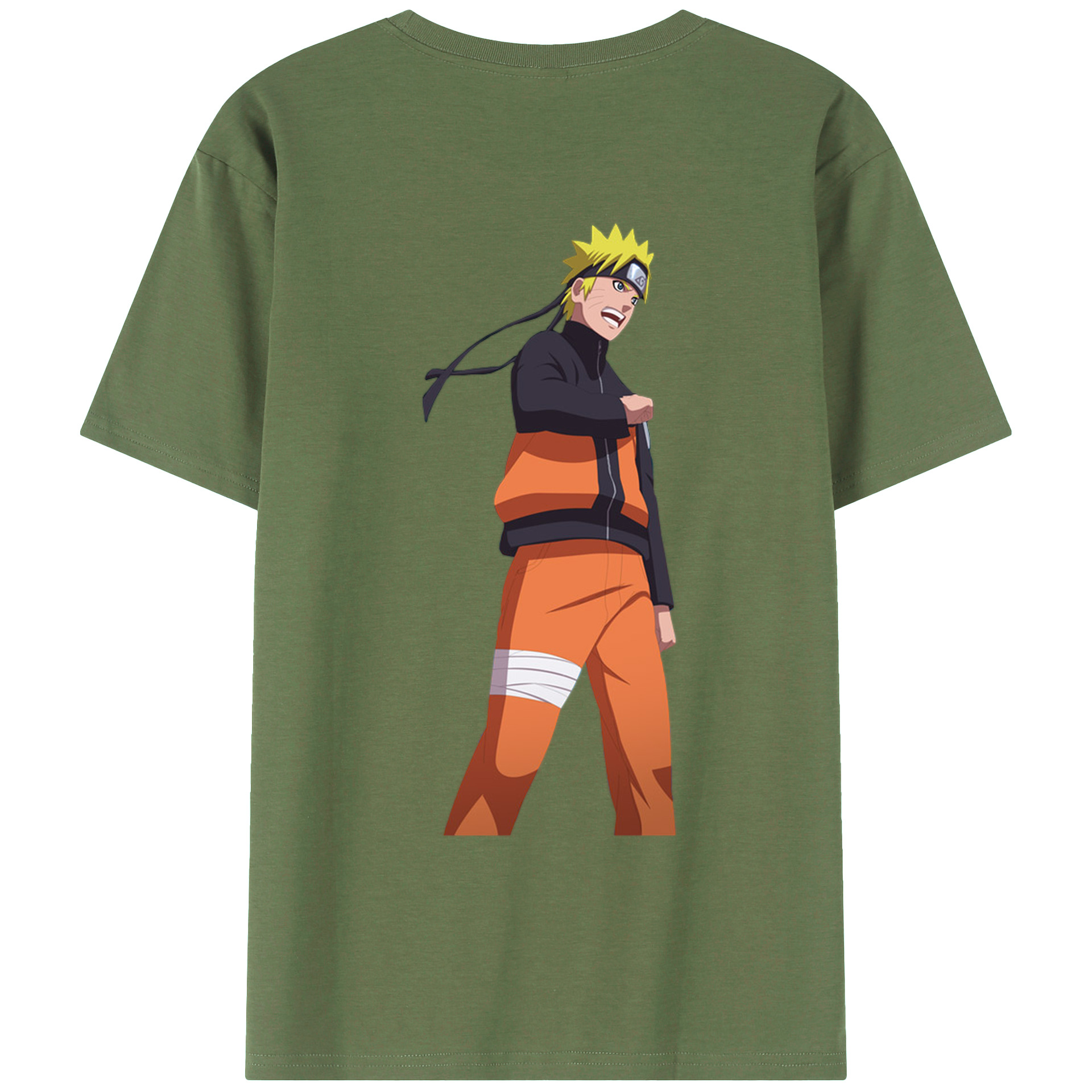 （画像用） NARUTO -ナルト- うずまき ナルト Uzumaki Naruto 綿100％ メンズ半袖Tシャツ（バックプリント） 通気性